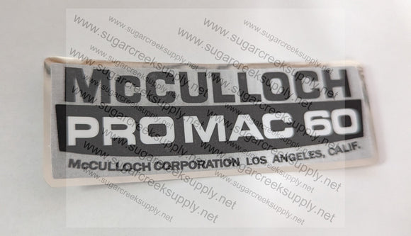 McCulloch ProMac 60 decal set